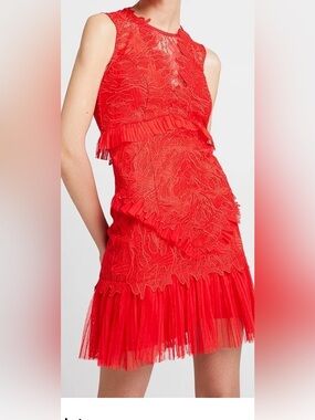 Bardot | Dresses | Bardot Antonia Lace Trim Long Sleeve Linen Minidress |  Poshmark